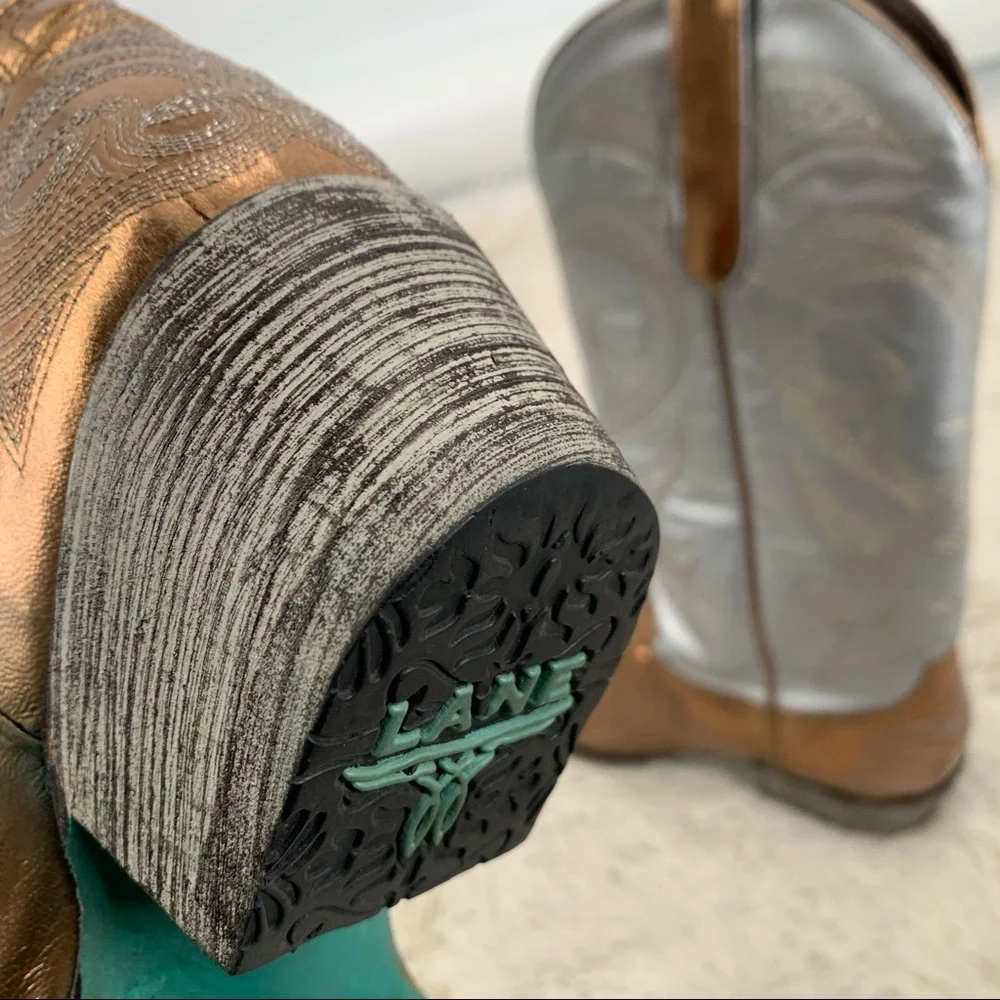 Lane Silver Gold Cowboy Boots Women’s Size 7.5 - Picture 12 of 12